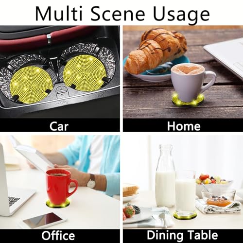 2pcs Bling Car Cup Holder Coaster (Yellow / 2pcs)