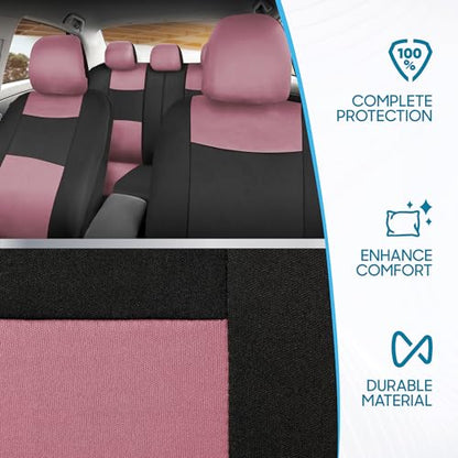 PolyPro Car Seat Covers Full Set in Pink on Black (Pink)
