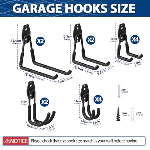 Heavy Duty Garage Hooks (Black / 14)