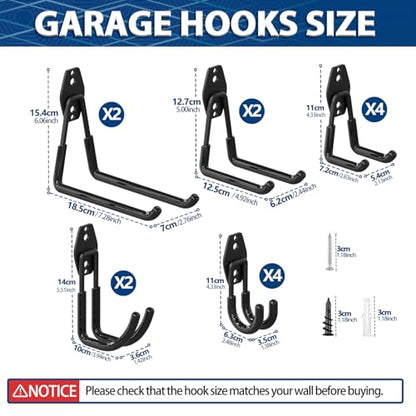 Heavy Duty Garage Hooks (Black / 14)