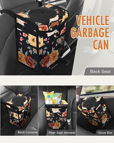 Car Trash Can with Lid Leakproof Car Garbage Bag Vehicle Trash Bin (2 Gallons / Rose)