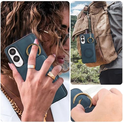 Compatible with Samsung Galaxy S25 Edge Wallet Case Screen Protector Crossbody Shoulder Strap Ring Buckle Stand Card Holder Magnetic Car Mount Phone Cover for S25Edge 25S S 25 25Edge Women Men Green (Green / for S25 edge)