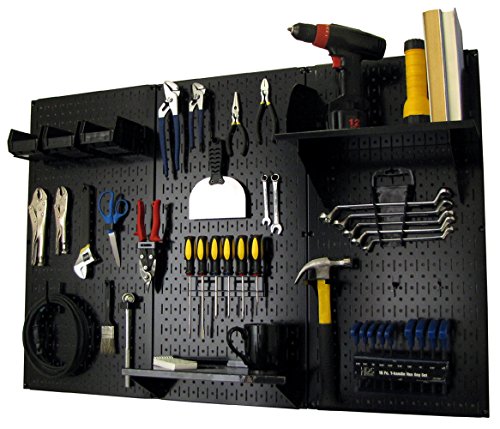 Pegboard Organizer 4 ft. Metal Pegboard Standard Tool Storage Kit with Black Toolboard and Black Accessories (Black)