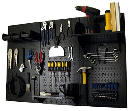 Pegboard Organizer 4 ft. Metal Pegboard Standard Tool Storage Kit with Black Toolboard and Black Accessories (Black)