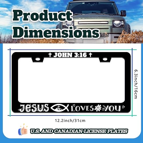 John 3 16 Christian Cross License Plate Frame Stainless Steel 6 X 12 Inch (John 3:16 Jesus Loves You)