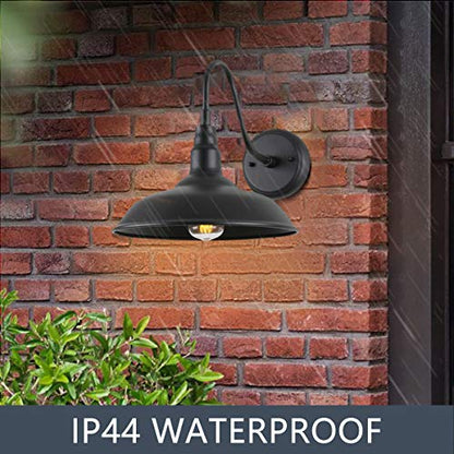 Black Gooseneck Barn Light for Farmhouse 10 Inch Dome Exterior Lights Fixture with Wall Mount (Matte Black / 10" Dome)