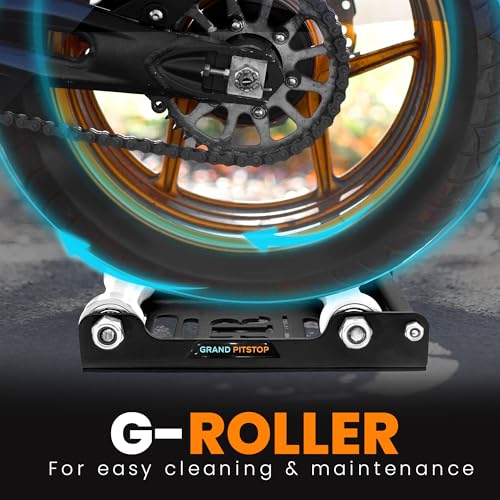 Motorcycle & Powersports Maintainence Stand Wheel Cleaning Wheel Roller Stand for tire Cleaning & Chain Lubrication (Black)