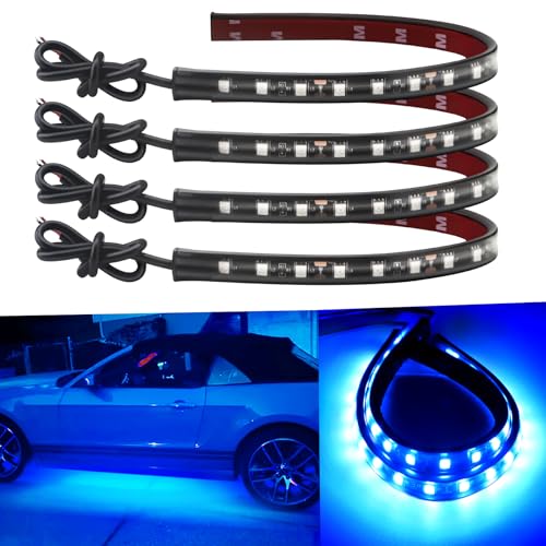 12V Led Light Strip for Car Motorcycle Golf Cart 12.5In Blue 4Pack (Blue Led Strip)