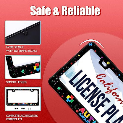 Autism Awareness License Plate Frame Stainless Steel Decorative 12.3"x6.3" (Autism awareness)
