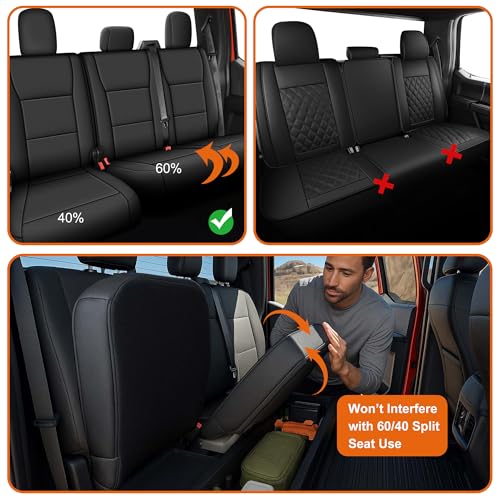 Custom Fit Seat Covers for Ford F150 2015 (Black / 2015-2026 F150 SuperCrew Cab, Full Set)