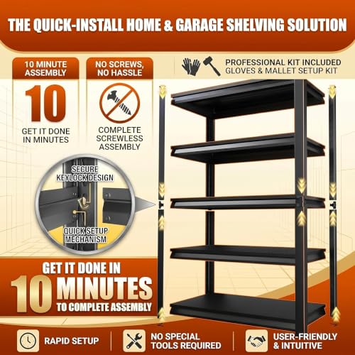 Metal Garage Shelving Unit (5-Tier, 36"W × 16"D × 72"H)