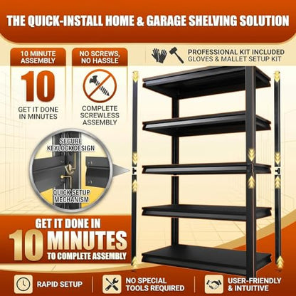 Metal Garage Shelving Unit (5-Tier, 36"W × 16"D × 72"H)