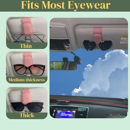 Magnetic Leather Car Sunglass Holder (pink)