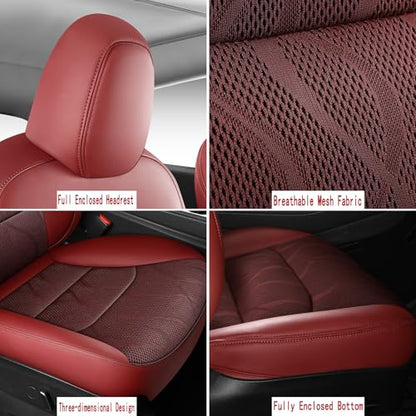 Tesla Model Y Seat Cover Full Set (Wine Red)