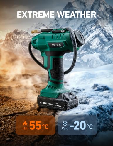 Cordless Tire Inflator Portable Air Compressor 160PSI 12VDC Battery (Green)
