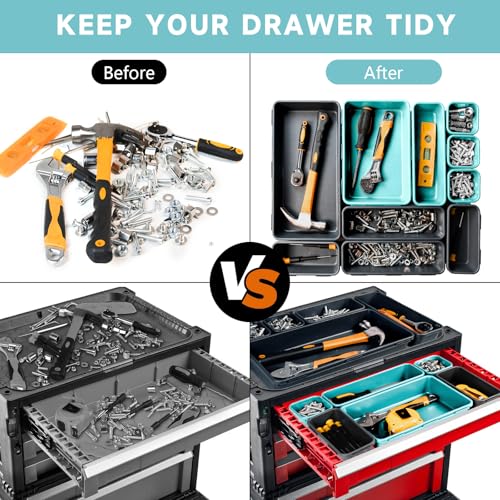 Tool Box Organizer Tray (Black & Sky Blue: 60 PCS)