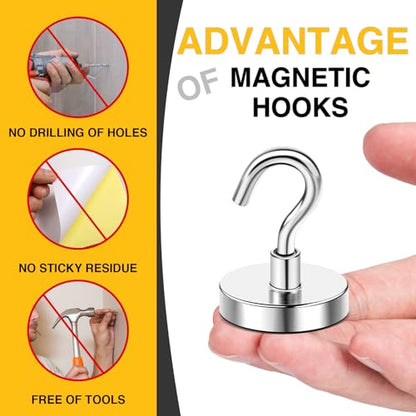 Magnetic Hooks 10pcs 170lbs Cruise Essentials 2026 Magnet Hook (Silver / 1.42in)