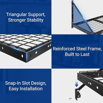 2 Pack 2x4 ft Garage Wall Shelving with 4 Hooks