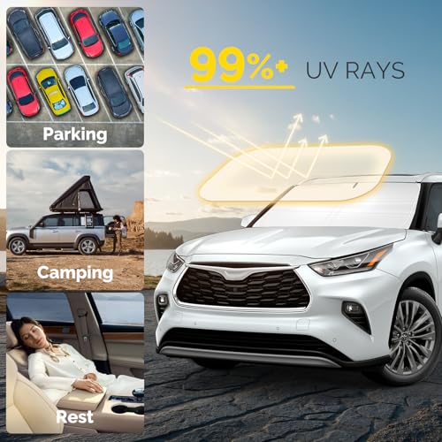 Windshield Sun Shade Compatible with 2020 (For 2020-2026 Toyota Highlander)