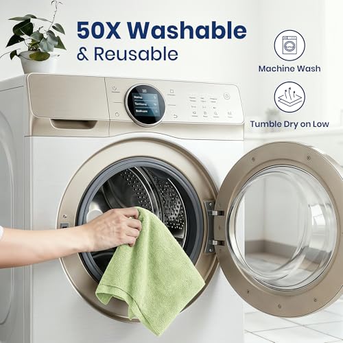 Microfiber Cleaning Cloth Roll (75 Count (Pack of 1) / Green)