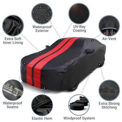 Car Cover Waterproof All Weather for 1967 (Black / Red (Stripe) / 21. Executive Wagon 1967-1970)