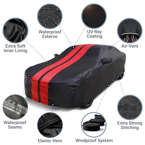 Car Cover Waterproof All Weather for 2005 (30. Lucerne 2005-2011 / Black / Red (Stripe))