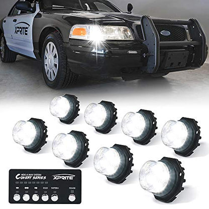 White LED Hideaway Strobe Lights Kit (White / 8 pcs)