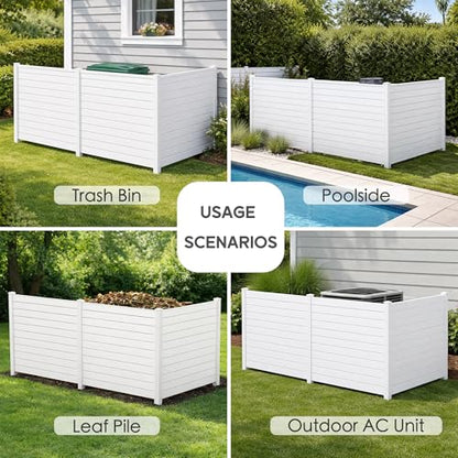 50" W x 48" H Outdoor Privacy Screen with Aluminum Posts (White/2Panels)
