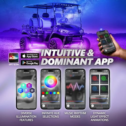Aura Pro RGB Aluminum Golf Cart Underglow with App & Remote (4. Golf Cart / RGB)