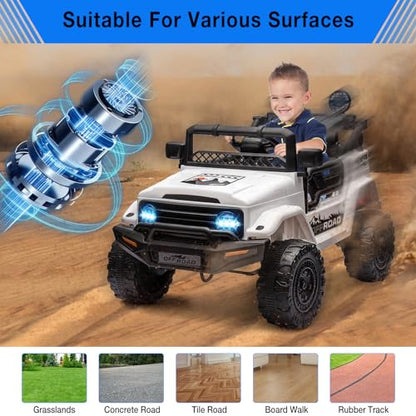 12V Kids Ride On Truck Car with Remote Control (White)