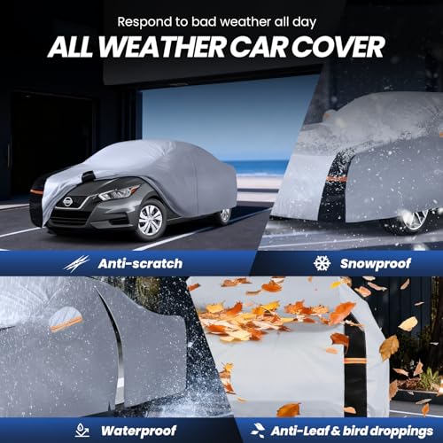 Multi Layer Car Cover Custom Fit for Nissan Versa (W.Custom Fit Nissan Versa / White Car Cover)