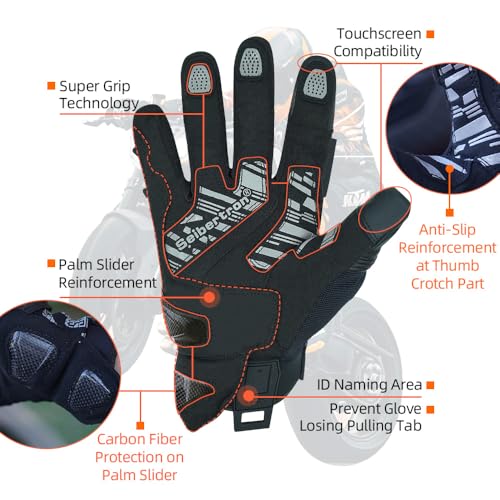 SPS 4 Winter Unisex Touchscreen Road Racing Motorcycle MTB Sports Gloves Also fit BMX MX ATV Mountain Bike Bicycle Cycling Off (Black Sps-4 / XXL Adult)