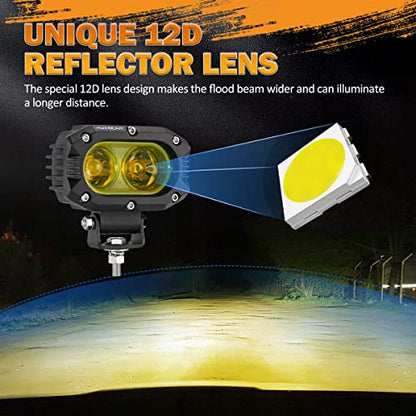 R4 Series 4 Inch LED Amber Pod 60W Driving Flood Beam Square Light (4 Inch Amber Flood Light)