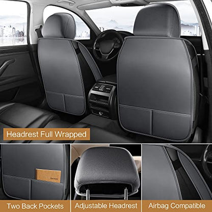 Leather Car Seat Covers Full Set (B-GRAY / FULL SET)