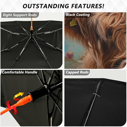 Windshield Sun Shade Umbrella Highland Cows Florals Foldable Car Front Window Sunshade Blocks UV Rays Heat Keep Vehicle Cool 55"x27.5" (multi 9)