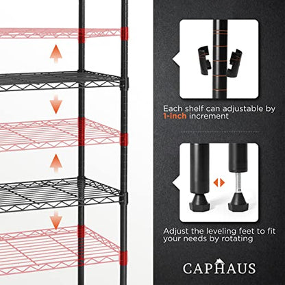 3/4/5-Tier Adjustable Height Wire Shelving Unit, Metal Steel Storage Shelve, Rack Shelving, Garage Shelving Storage Organizer, Utility Storage Shelf, 3-Tier Without Wheels, Black (3-tier / No Wheel)