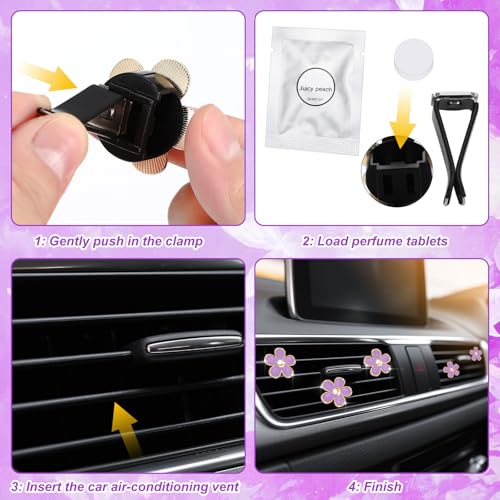 6 Pcs Daisy Vent Clips for Car (Purple / 1 Count (Pack of 6))