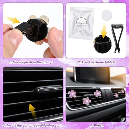 6 Pcs Daisy Vent Clips for Car (Purple / 1 Count (Pack of 6))
