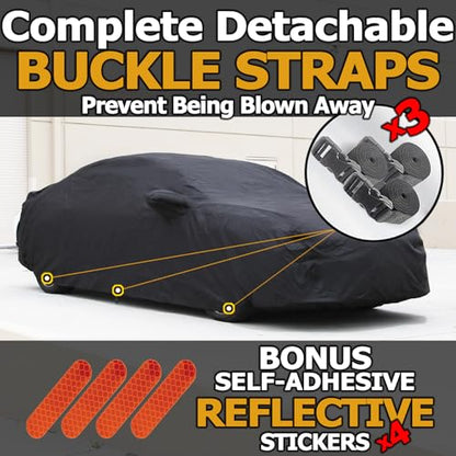 All Weather Waterproof car Cover Good for rain Snow uv Protection dust Escalade ESV Suburban Expedition Yukon XL Excursion Grand Wagoneer Navigator (SG - (fits SUV/VAN 216-233 inches) / BLACK)