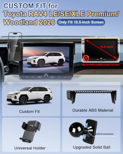 Car Phone Holder for 2026 Toyota RAV4 LE (Universal Holder / 2026 Toyota RAV4 LE/SE | 10.5-Inch)