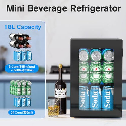 24 Cans Beverage Refrigerator Cooler (Black)