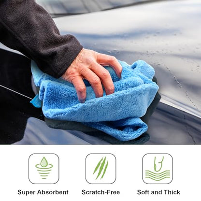 30 Pcs 16 x 16 Inch Edgeless Microfiber Plush Towels for Cars Detailing Drying Wash Polishing Absorbent Cleaning Cloths (Multicolor / 16 x 16 Inch)