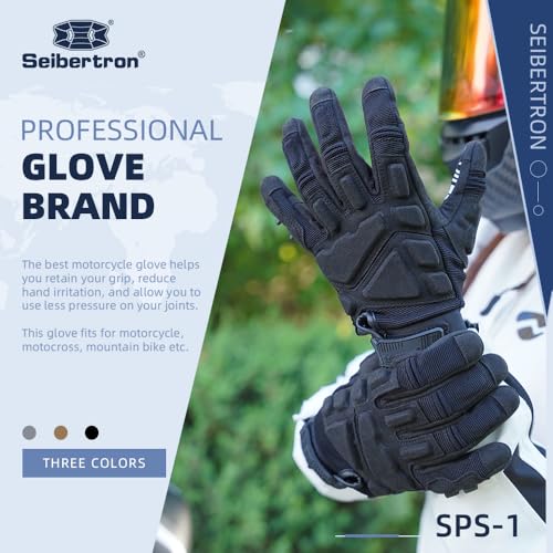 SPS 1 Unisex Touchscreen Road Racing Motorcycle MTB Sports Gloves Also fit BMX MX ATV Mountain Bike Bicycle Cycling Off (Black SPS-1 / XL Adult)