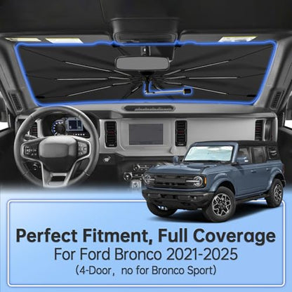 Windshield Sun Shade Umbrella for Ford Bronco (for Ford Bronco 2021-2025)
