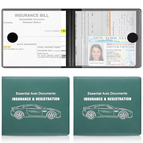 Car Registration and Insurance Card Holder (Lychee pattern Green)