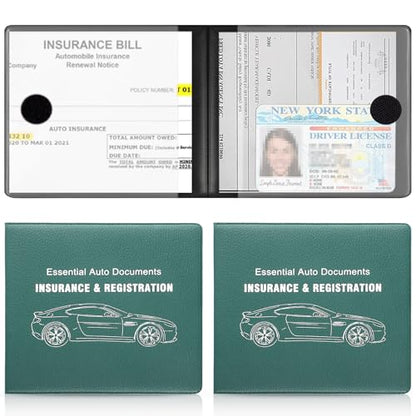 Car Registration and Insurance Card Holder (Lychee pattern Green)
