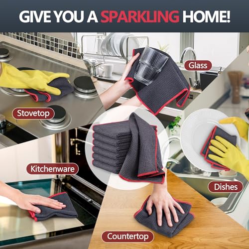 Glass Polishing Streak Free Miracle Cleaning Cloth (Grey-red)