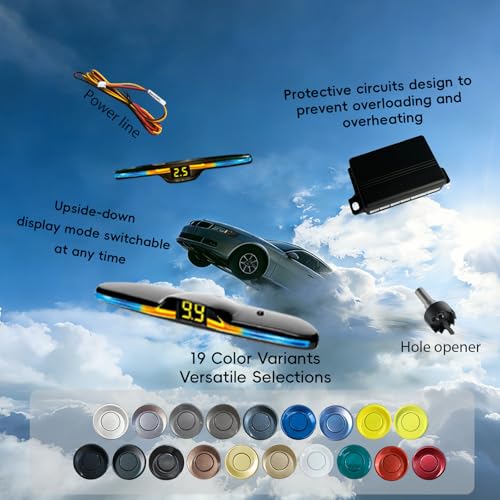 Parking Sensor kit New Feature Rear with Selectable Distance in Feet (Black)
