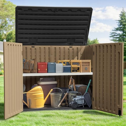 Horizontal Shed with Padlock Latch (Brown)