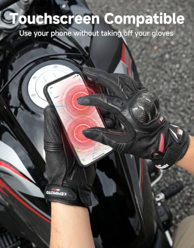 Sheepskin Leather Motorcycle Gloves for Men (Black / XX-Large)